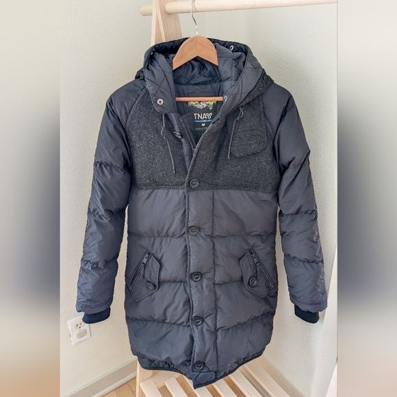 Aritzia Jackets & Blazers - Aritzia TNA Zipper Front Hooded Down Fill Wool Trim Waterproof Puffer Jacket